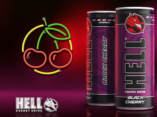 Hell Energy Drink Black Cherry με Ανθρακικό σε Κουτί 250ml