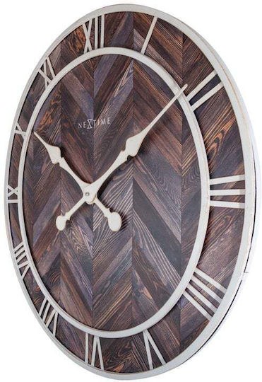 Nextime Αθόρυβο Αντικέ Ρολόι Τοίχου Ξύλινο Καφέ Ø58cm Nextime Αθόρυβο Αντικέ Ρολόι Τοίχου Ξύλινο Καφέ Ø58cm