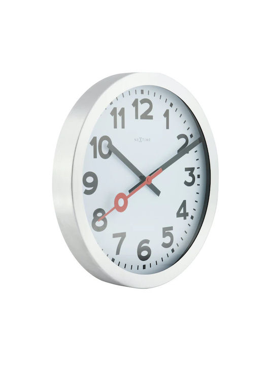 Nextime Silent Wall Clock Metallic White