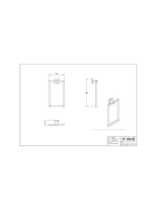 Verdi Delta Връзка Баня Единичен с винтове ​13x23.5см Сребрист