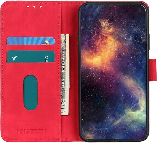 Khazneh Litchi Skin Texture Leather Wallet Synthetic Leather Red (Honor X8)