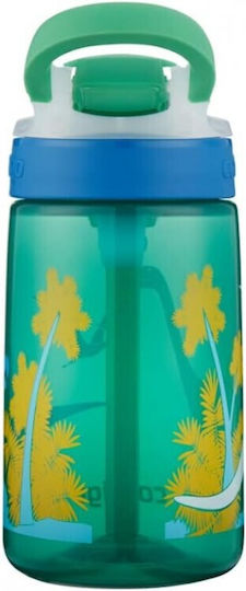 Contigo Gizmo Flip Kids Water Bottle Dinosaur Plastic with Straw Non Spill Green 420ml
