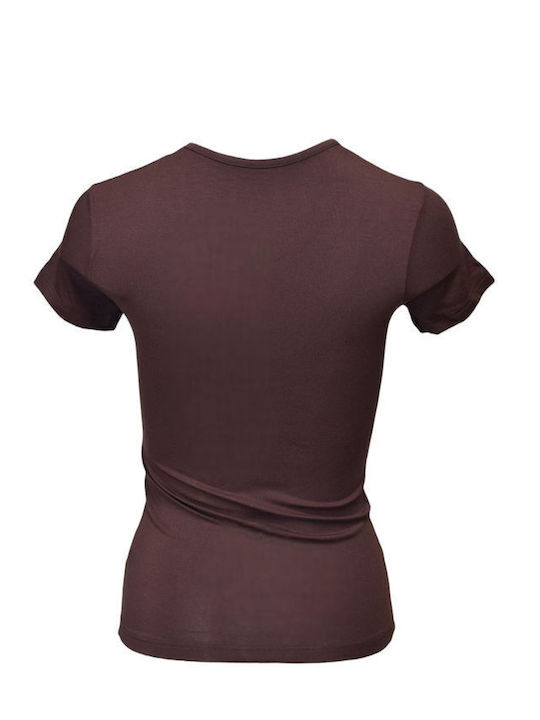 Kurzärmelig Braun Damen T-Shirt