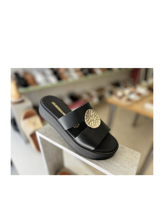 Gkavogiannis Sandals Anatomic Flatforms Handmade Leather Women's Sandals Black