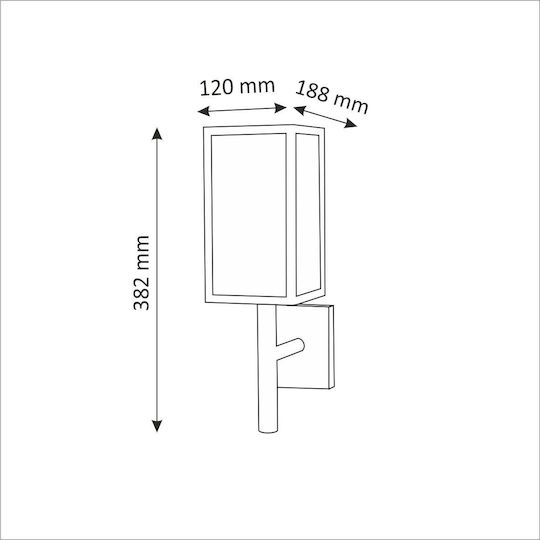 Polux Wandmontierte Außen-Laterne E27 IP44 12x18.8x38.2εκ.