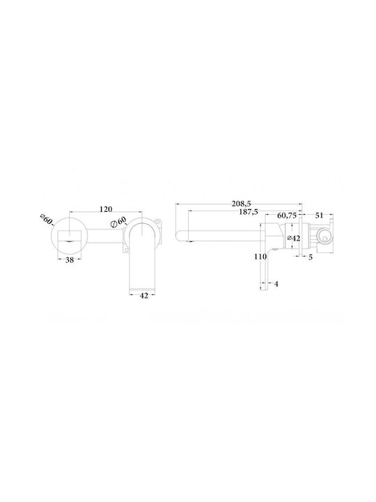 Sparke Built-in Faucet Mixer for for Bathroom Sink 1 Exit Gold