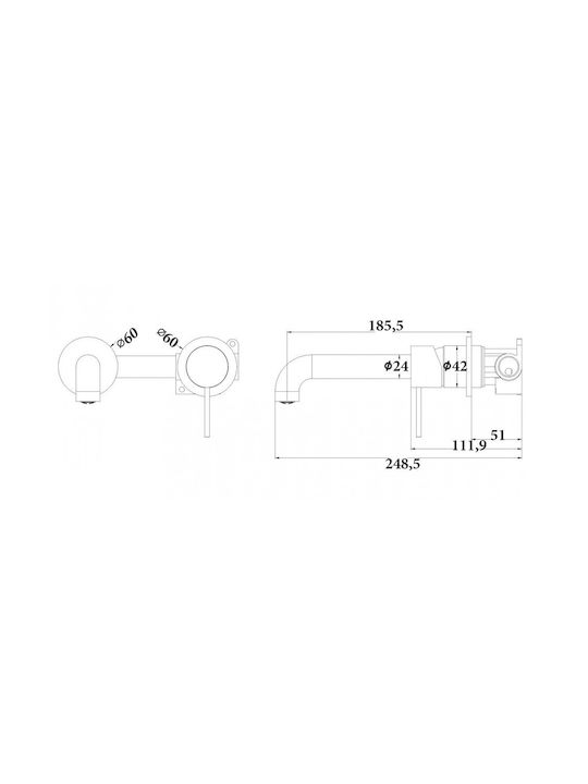 Sparke Musa 08 Brushed Nickel Built-in Mixer & Spout Set for for Bathroom Sink 1 Exit Silver Sparke Musa 08 Brushed Nickel Built-in Mixer & Spout Set for for Bathroom Sink 1 Exit Silver