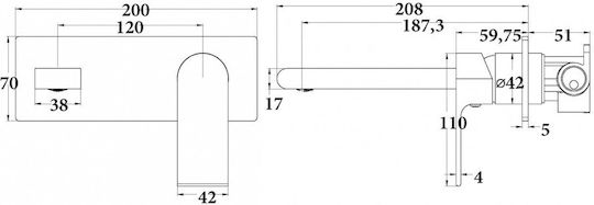Sparke Lume 04 Gun Metal Built-in Mixer & Spout Set for for Bathroom Sink 1 Exit Gray Sparke Lume 04 Gun Metal Built-in Mixer & Spout Set for for Bathroom Sink 1 Exit Gray