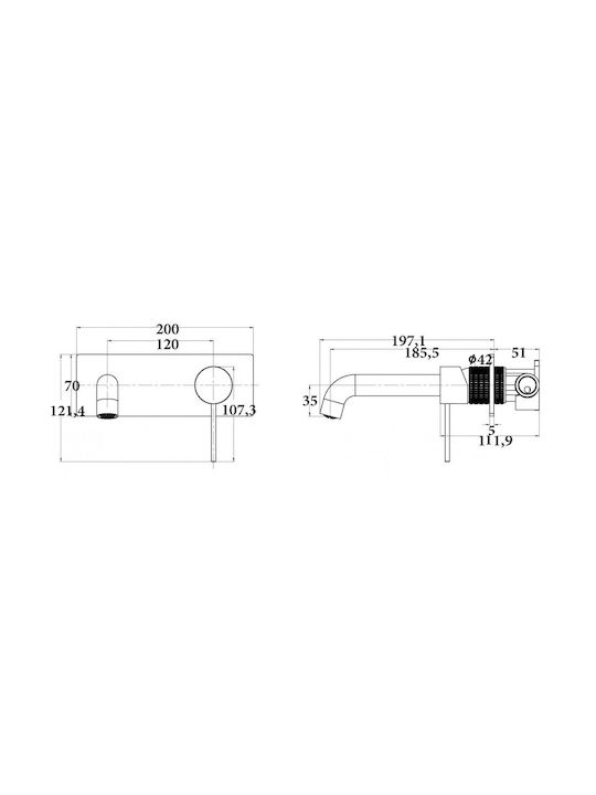 Sparke Miratto 04 Gun Metal Built-in Mixer & Spout Set for for Bathroom Sink 1 Exit Gray