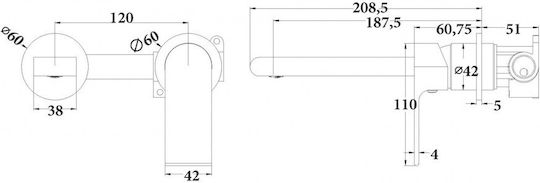 Sparke Lume 05 Brushed Rose Set Mixer & Gură Îngropată pentru Lavabo 1 Ieșire Cupru