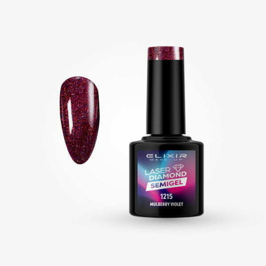 Elixir Diamond Хибриден Лак за Нокти 1215 (Mulberry Violet) с Glitter 8мл 1бр