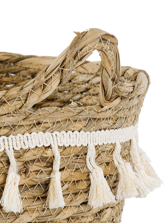 GloboStar Santorini Übertopf Makramee Beige mit Gestell 20x20x20εκ.