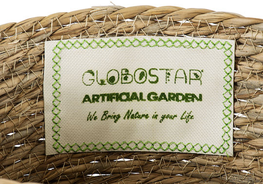 GloboStar Sifnos Κασπώ Ψάθινο Μπεζ με Βάση 25x25x15εκ.