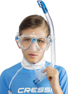 CressiSub Kids' Silicone Diving Mask Set with Respirator Estrella VIP Jr Clear/Blue