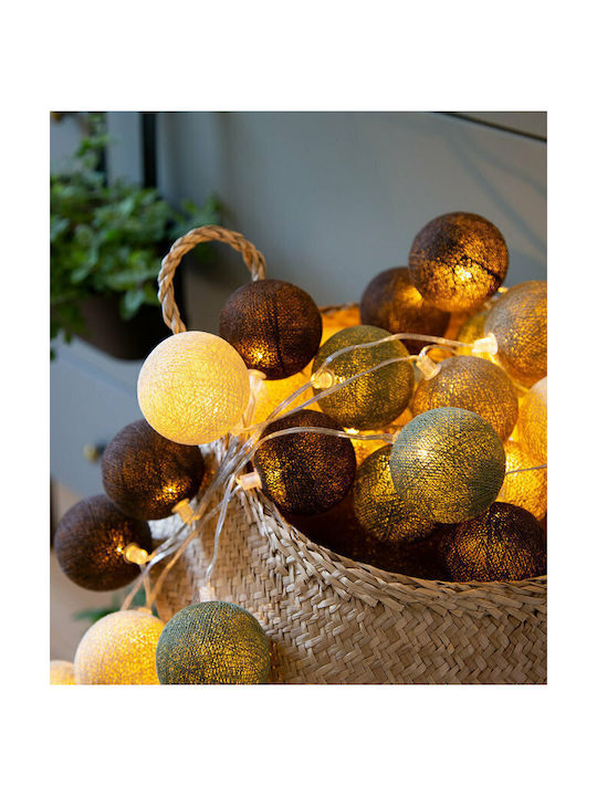 Cotton Ball Lights Γιρλάντα Φωτισμού LED με 20 Μπάλες