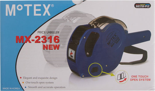 Motex MX-2316 Μηχανικός Ετικετογράφος Χειρός Διπλός σε Μπλε Χρώμα