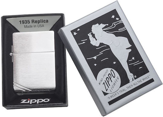 Zippo Αναπτήρας Flamme Winddicht in Silber Farbe Replica 1935