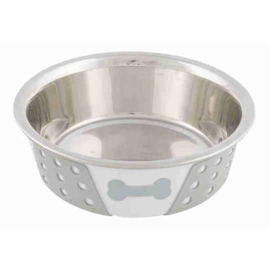 Trixie Bol din oțel inoxidabil Mâncare & Apă pentru Câine & Pisică pe Bază 1.4lt 21cm în Culoare Alb