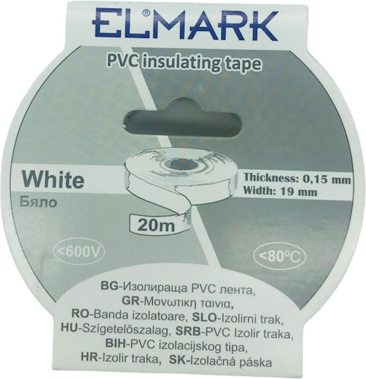 Elmark Μονωτική Ταινία 19mm x 20m Λευκή