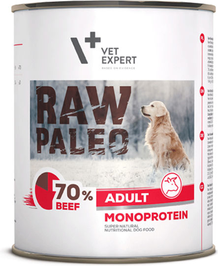 VetExpert Raw Paleo Wet Food Dogs in Cans with Beef Grain-Free & Gluten-Free 400gr