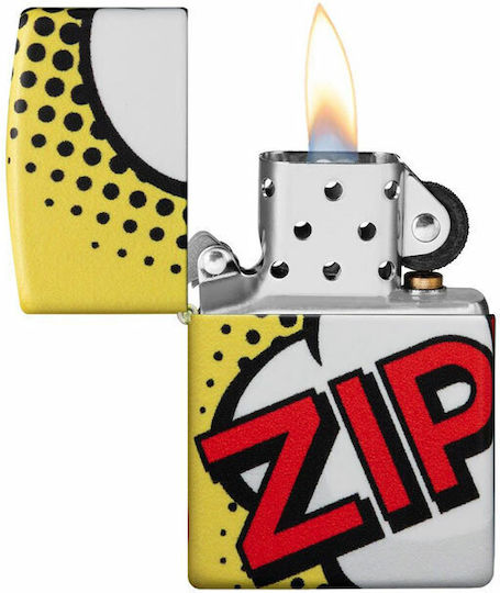 Zippo Pop Art Design Feuerzeug Flamme in Gelber Farbe