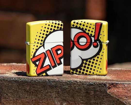 Zippo Pop Art Design Feuerzeug Flamme in Gelber Farbe