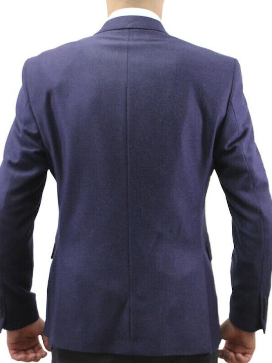 Men's Winter Suit Jacket Slim Fit Blue