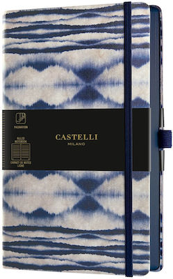 Castelli Shibori Mist Тетрадка A5 На райета с Ластик и Калъф за Химикалка Лилав