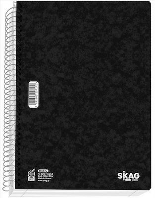 Skag Spiral Notebook Ruled B5 60 Sheets 2 Subjects Basic Black 1pcs