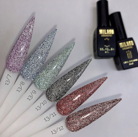 Milano Cosmetic Semi-Permanent Nail Polish Fuchsia with Glitter 8ml 1pcs
