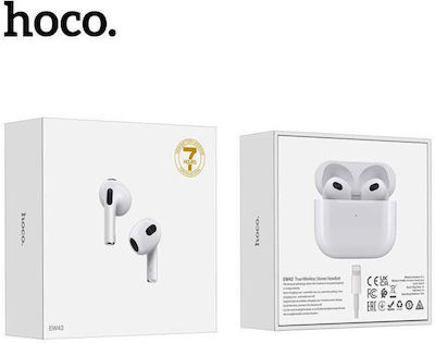 Hoco EW43 Earbud Bluetooth Handsfree Ακουστικά με Θήκη Φόρτισης Λευκά