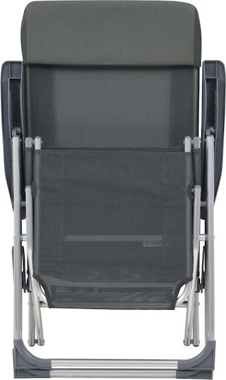 vidaXL Lounger-Armchair Beach Aluminium with Recline 5 Slots Gray 58x78x114cm Set of 2pcs
