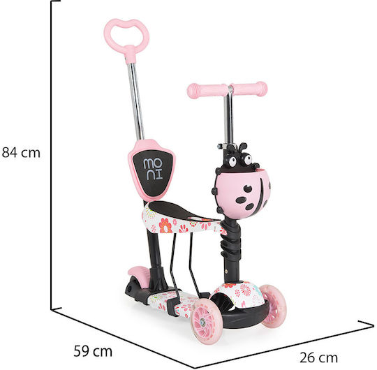Moni Kids Scooter Lollipop 3-Wheel with Seat for 2+ Years Pink
