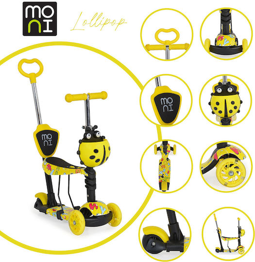 Moni Kids Scooter Lollipop 3-Wheel with Seat for 2+ Years Yellow