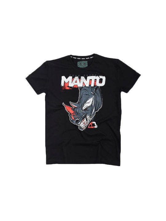 Manto Rhino Herren Kurzärmlig T-Shirt MNT576 Schwarz