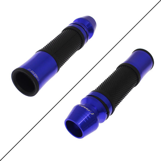 Motorcycle Grips with Handlebar Counterweights in Blue Colour