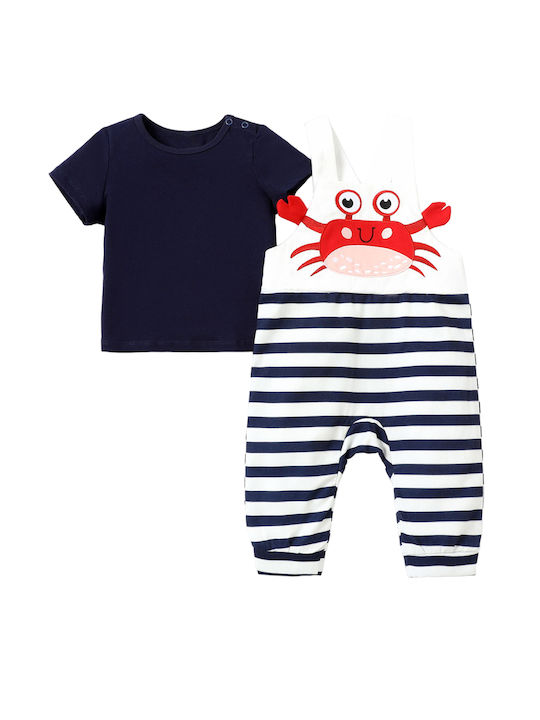 Poulain Baby Bodysuit Set Short-Sleeved with Pants Multicolour