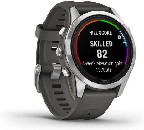 Garmin Fenix 7S Pro Solar Edelstahl 42mm Wasserdicht Smartwatch mit Pulsmesser (Silver with Graphite Band)