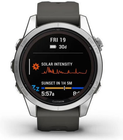 Garmin Fenix 7S Pro Solar Edelstahl 42mm Wasserdicht Smartwatch mit Pulsmesser (Silver with Graphite Band)