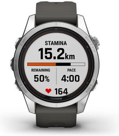 Garmin Fenix 7S Pro Solar Edelstahl 42mm Wasserdicht Smartwatch mit Pulsmesser (Silver with Graphite Band)