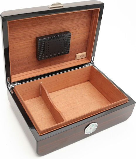 Savinelli Лакиран Ебенов Дървен Увлажнител За Пушачи 50 Пури С Влагомер 29x20x9см