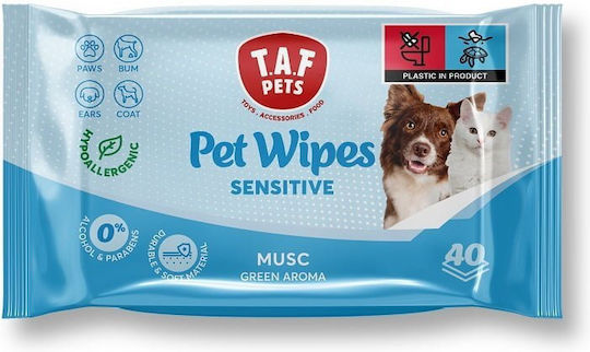 Pet Interest Pet Sensitive Musc 40 Μαντηλάκια Σκύλου & Γάτας για Καθαρισμό Σώματος με Χαμομήλι 220gr