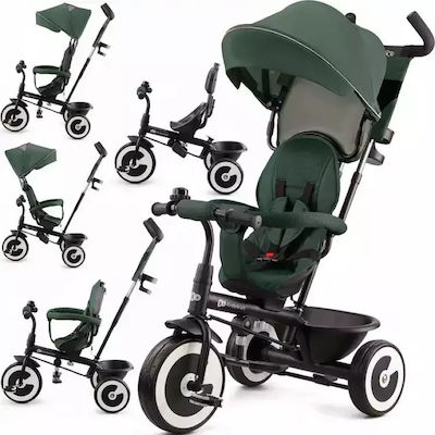 Kinderkraft Aston New Kids Tricycle Convertible, With Storage Basket, Sunshade & Push Handle for 9+ Months Green