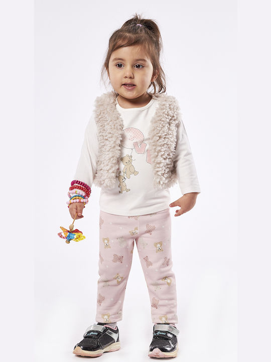 Εβίτα Kids Set with Leggings & Jacket Winter 3pcs Beige