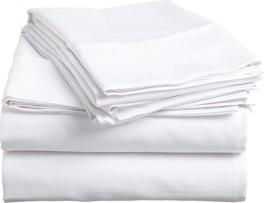 Lino Home Vivara Hotel Sheet White Queen Size 220x270cm 100% Cotton 1pcs