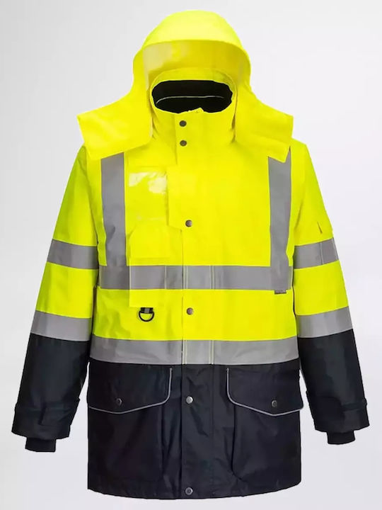 Portwest S426 Arbeitsjacke Reflektierend mit abnehmbarer Fütterung und Kapuze Gelb