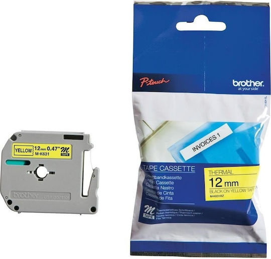 Brother P-Touch Label Maker Tape 8m x 12mm in Yellow Color 1pcs