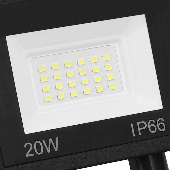 Aigostar Στεγανός Προβολέας LED 20W Ψυχρό Λευκό με Αισθητήρα Κίνησης και Φωτοκύτταρο IP66