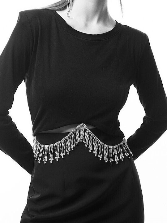 Γυναικείο Crop Top Μακρυμάνικο Μαύρο