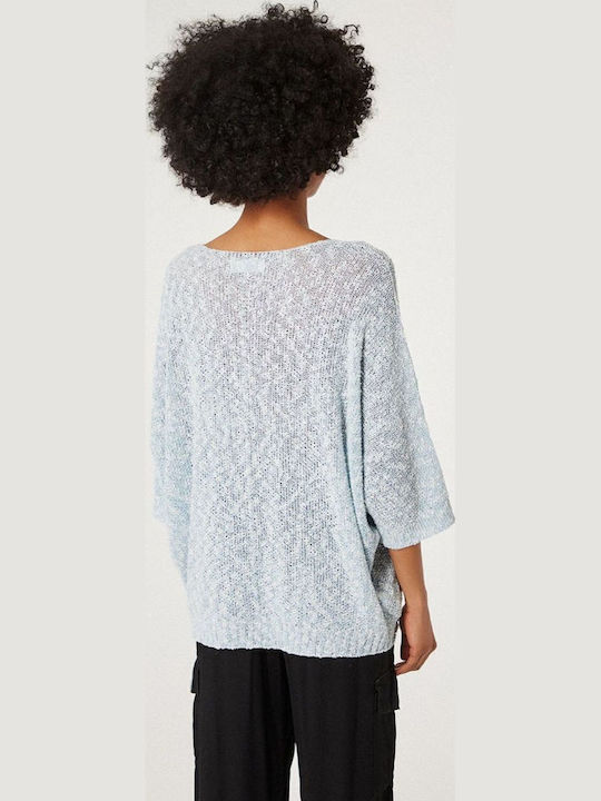 Women's Blouse with 3/4 Sleeve & V Neckline Light Blue